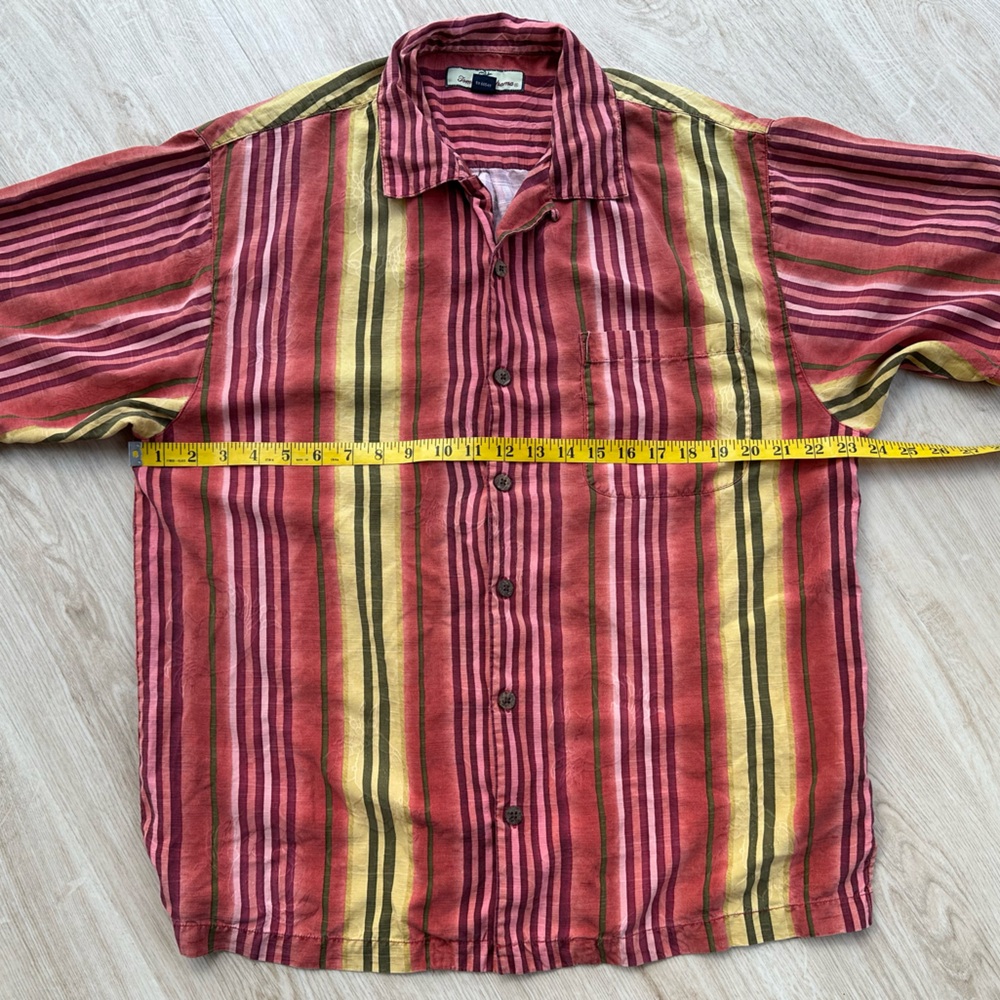 Silk Tommy Bahama Multi-Striped Sunset Relaxed Camp Shirt Vintage Vacation ~ M - Picture 13 of 17
